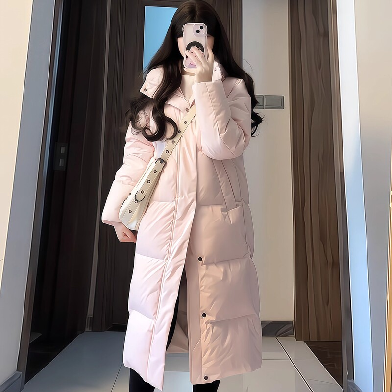 Yuyuxili down Jacket 2025 Winter New Long Style Over-The-Knee Women's White Duck down Thickened Hooded Loose Fit for Students Yuyuxili down Jacket 2025 Winter New Long Style Over-The-Knee Women's White Duck down Thickened Hooded Loose Fit for Students