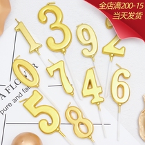 Golden Digital Candle Metal Boutique Baby Gilded Birthday Cake 0-9 Smoke-free Large Box Fitted Plug-in Party