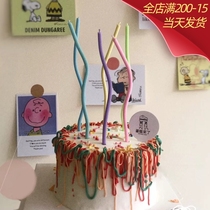 South Korea Birthday Candle Curve Flex Retro Candle Birthday Cake Baking Props Little Red Book Ins decorations