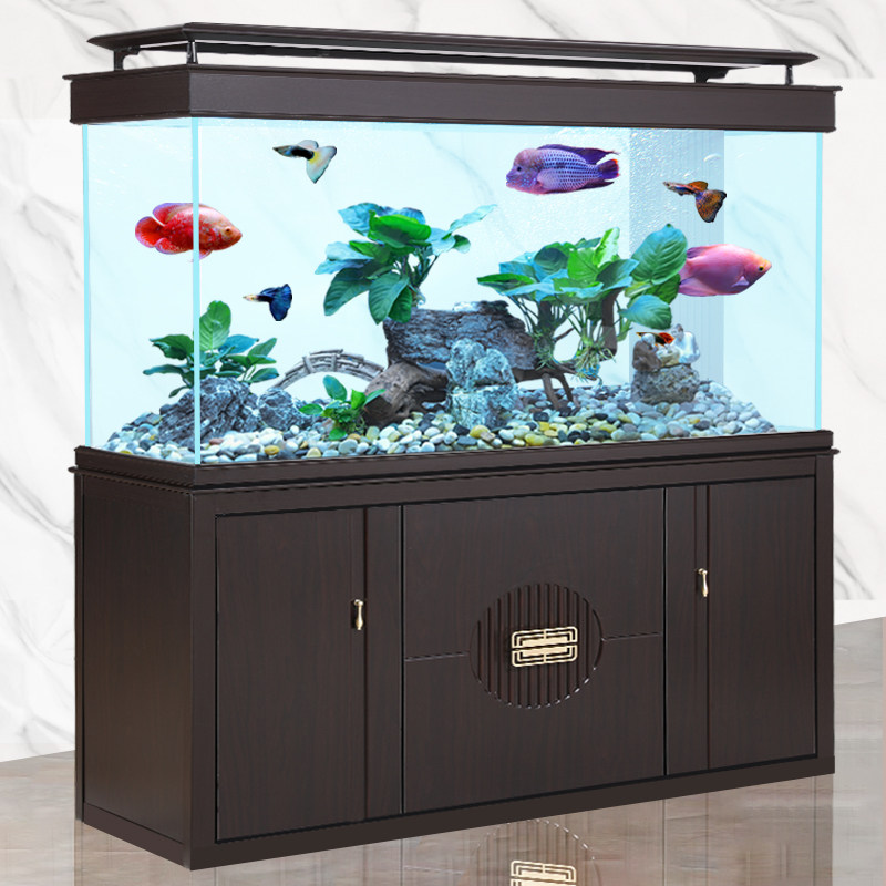 River Color Super White Fish Tank Living Room Large And Medium Household Partition Screen Gold Fish Tank Modern Light Lavish Bottom Filter Dragon Fish Tank-Taobao