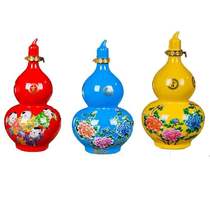 Empty wine bottle Jingdezhen ceramics 1 pound red water pattern glaze gourd creative decorative ornaments household sealed wine jug wine jar