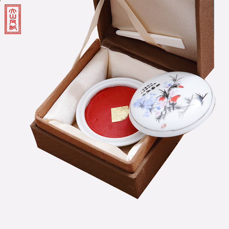 Mountains cover paper special painting and calligraphy inkpad inkpad cinnabar calligraphy seal fat sunglow heap of zhu zhu, antique red gold seal cutting suit portable castor oil, four treasures of the study of ceramic ink pad ink pad over porcelain box