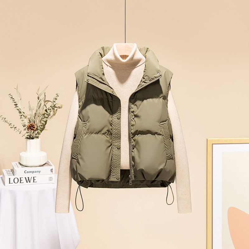 Trendy Brand Short down Vest for Women, 2026 Autumn and Winter New Korean Style Petite Vest, White Duck down Jacket