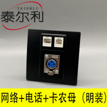 Internet phone microphone panel network port Gigabit network cable voice CAT3 XLR mother audio 3P three-core black socket