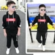 Big Fat boy suit áo len nam mùa xuân và thu đông rộng rãi size cộng thêm chất béo để tăng big boy thể thao tay dài hai mảnh suit - Phù hợp với trẻ em