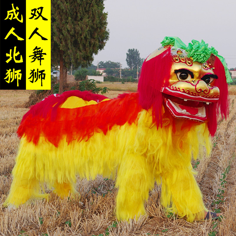 舞龍舞獅成人款雙人舞獅子北京獅牛毛舞獅頭整套非南獅醒獅表演