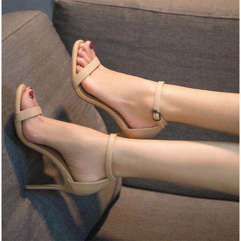 One word belt sandals female summer 2019 new stiletto open toe black sexy all-match net red girl high heels