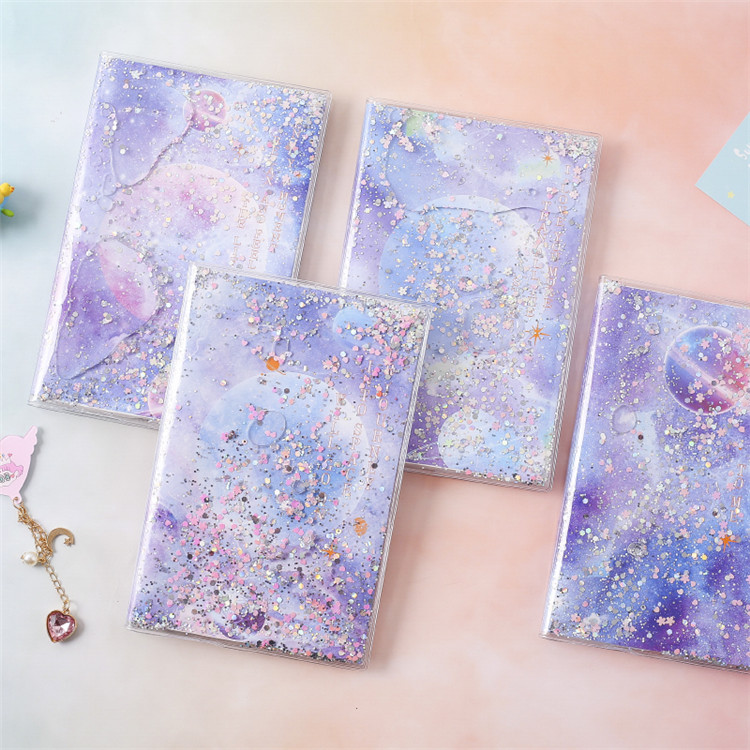 Han Edition Creativity Sequins Beauty Cute Ins Nets Red Into Oil Flow Sandballers Ledger this student uses the day note book small and clear new note book Thickened Colour Page Dream Couple Brief Office Notebook