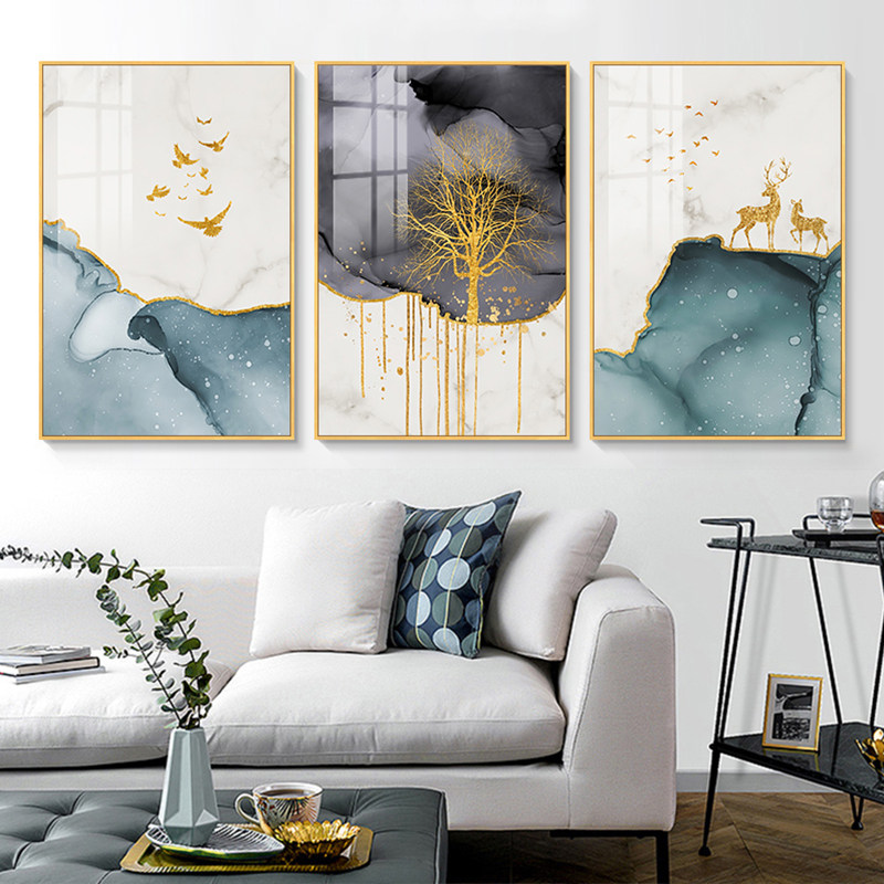 Light luxury living room decoration painting Nordic style elk modern minimalist triple sofa background wall painting atmospheric mural