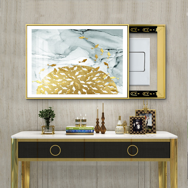 Light extravagant crystal porcelain electric meter box decoration painting free of punching and sheltering square distribution box electric brake box power total switch drawing-Taobao