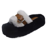 Ремень, пряжка, тапочки, небольшая дизайнерская обувь на платформе для офиса, осенний, тренд сезона