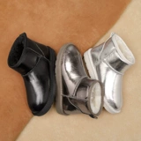 Кожаные флисовые удерживающие тепло короткие сапоги, из натуральной кожи