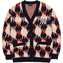 MLB official knitted cardigan for men and women couples rhombus pattern retro presbyopic casual jacket trend KCY02
