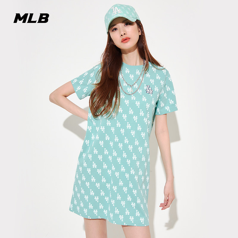 MLB Official Lady Old Flowers Full Print Foreign Dress Retro T-shirt Dresses Loose Leisure Tide 22 Chunxia New OPM01