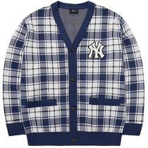 MLB official mens and womens knitted cardigan plaid casual loose fashion couple jacket KC001