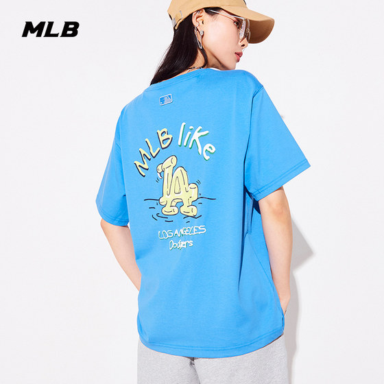 MLB 공식 남녀 커플 스포츠 티셔츠 LIKE 프린트 반팔 캐주얼 라운드 넥 루즈 여름 TSL10