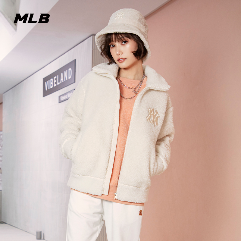 MLB Official male and female lovers imitation lamb suede jacket fashion casual 100 hitch winter FDEC1-Taobao