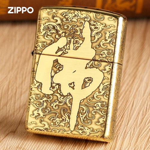 Zippo более легкая подлинная латунная броня резьба Будда Принт Будда Жизнь отправил мужской подарки настройщика ZP