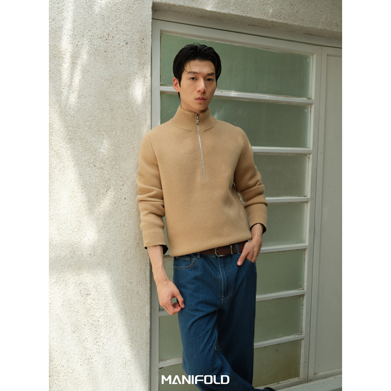 Manifold|Xinao Custom-Spun Ultra-Dense Heavy Wool Commuter Stand-Up Collar Warm Ex Half-Zip Knit Sweater Manifold|Xinao Custom-Spun Ultra-Dense Heavy Wool Commuter Stand-Up Collar Warm Ex Half-Zip Knit Sweater