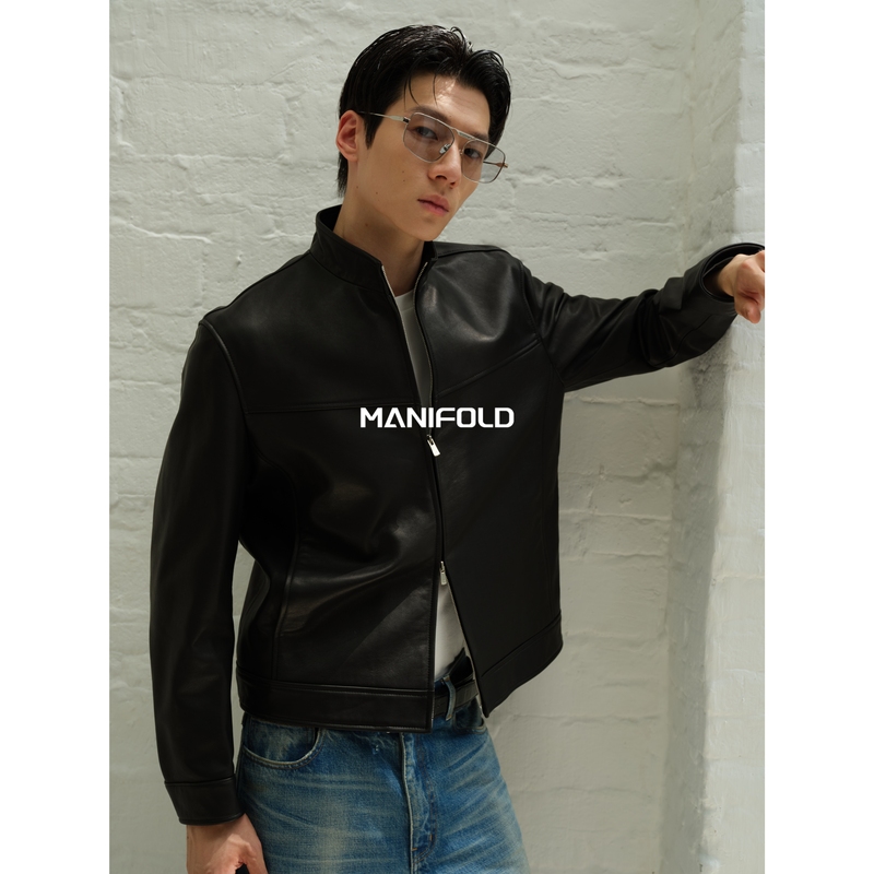 Manifold|American Imported Calfskin Patchwork Stand-Up Collar Racer Jacket Motorcycle Leather Jacket Manifold|American Imported Calfskin Patchwork Stand-Up Collar Racer Jacket Motorcycle Leather Jacket