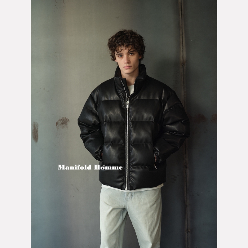 Manifold｜Heavyweight 90% White Duck down Pu Faux Leather down Jacket, Warm, Wind-Resistant, Thickened down Coat