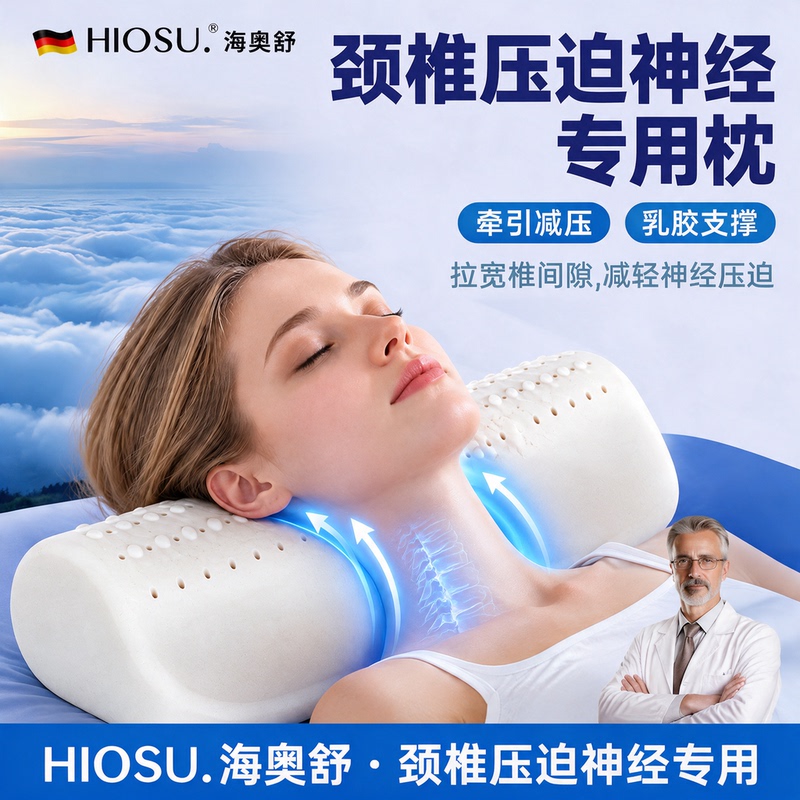 Special Pillow for Cervical Vertebrae Compression Nerve Patients, Latex Pillow for Cervical Pain, Traction Pillow to Protect the Cervical Spine and Aid Sleep