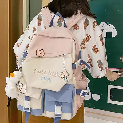Schoolbag female Korean version of Harajuku ulzzang high school junior high school students color ins cute large capacity backpack