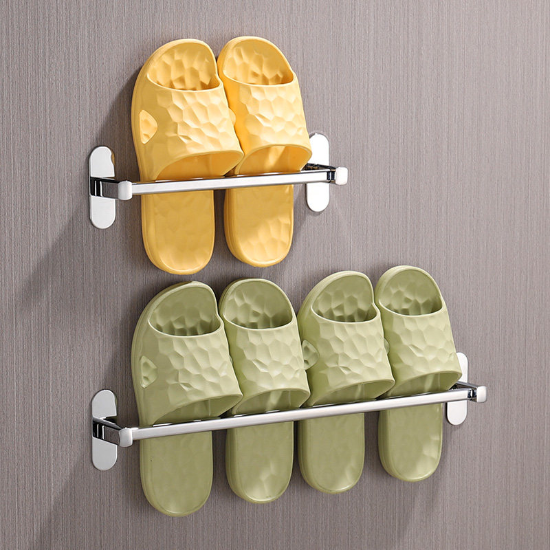 Bathroom Slippers Rack Wall Hanging Free Stiletto Stainless Steel Dressing Room Toilet Drain Hanging Rack Shoes containing devinators