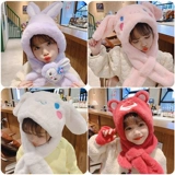 Детская шапка, демисезонный шарф с капюшоном, удерживающий тепло детский комплект для мальчиков, 2024 года, 3 предмета