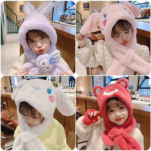 Детская шапка, демисезонный шарф с капюшоном, удерживающий тепло детский комплект для мальчиков, 2024 года, 3 предмета