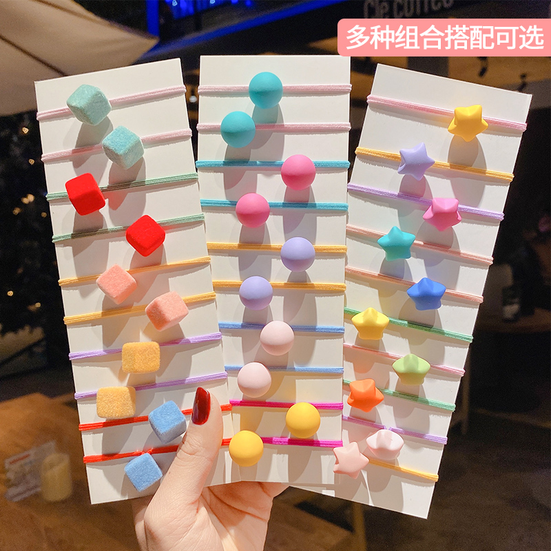 Transparent square boxed rubber band Hair Rope Little Fresher Colored Children Hair Ring Zahin 10 Rubber Band Hair Ring Girl