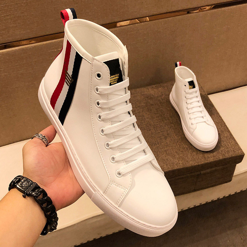 Kuqi Flagship Store High-Top White Sneakers for Men, Genuine Leather with Plush Lining, High-Top Cotton Shoes with Soft Rubber Soles, Versatile Casual Shoes