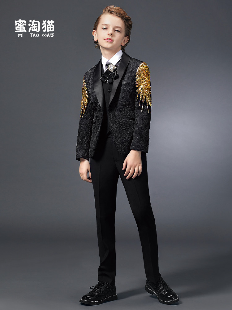 Boys' suit dress suit British handsome flower girl big boy host catwalk piano performance children's suit