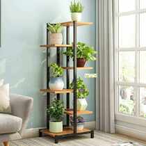 Wooden Iron Bookshelf Plant Rack Display Shelf Home Indoor