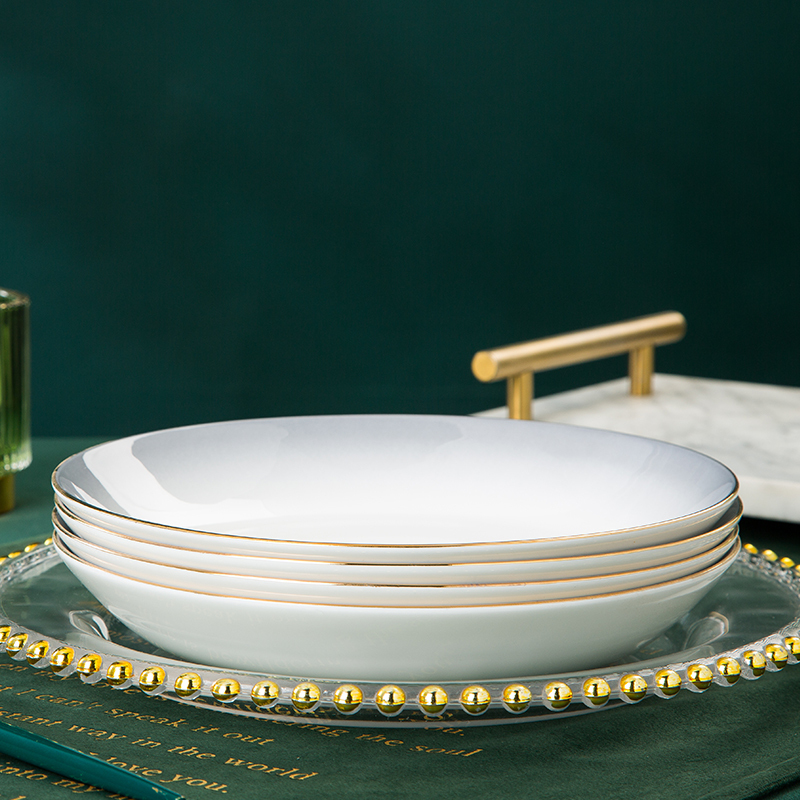 Plate Dish Set for Home Use, Bone China Tableware Set with a High-End Feel, Steak Plate, Deep Plate, Bone Dish, Gradient Plate