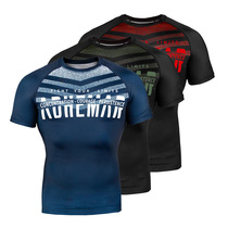 Custom Muay Thai fight short sleeve Sanda training suit sports men boxing tight-fitting quick-drying clothes breathable fitness suit top