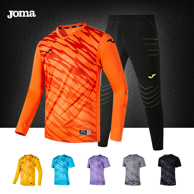Joma New Men's Long-Sleeved Goalkeeper Jersey with Elbow Protection Design Football Sports Long-Sleeved T-Shirt for Adults and Children