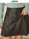 Lemeng Retro Pu Leather Pleated Skirt Women's Winter New Anti-Exposure Leggings Skirt Preppy Style Short Skirt