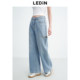 Leding ແອວສູງ ripped ຊື່ jeans summer ແບບໃຫມ່ວ່າງ slimming ບຸກຄະລິກກະພາບຂາກ້ວາງ pants ສໍາລັບແມ່ຍິງ