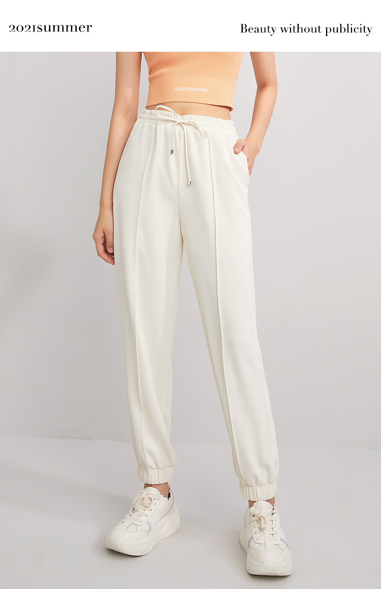 红袖 女式薄款抽绳松紧腰休闲裤 双重优惠折后￥92.3包邮 3色可选