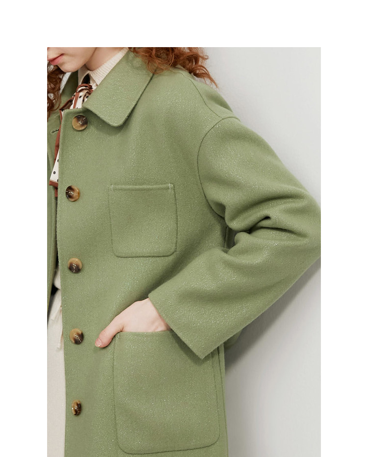 红袖 显瘦系带双面呢翻领 中长款女式大衣（含94%羊毛） 双重优惠折后￥262包邮 2色可选