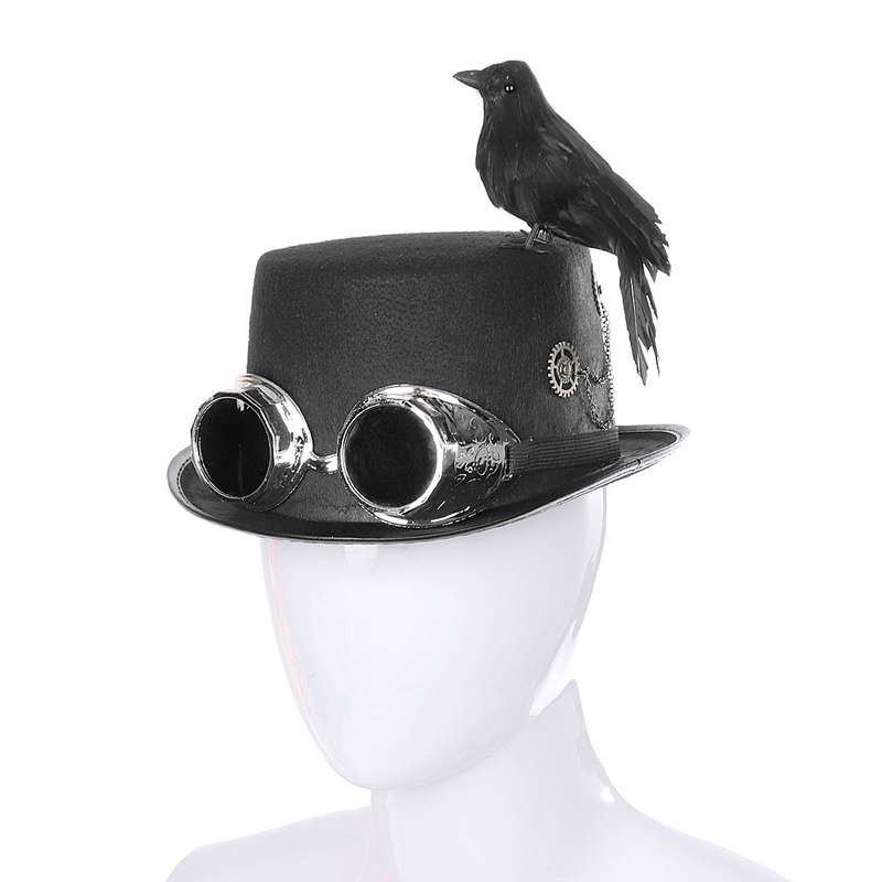 Foreign Trade Cross-Border E-Commerce In-Stock Supply Metal Music Festival Carnival Retro Gothic Steampunk Crow Hat