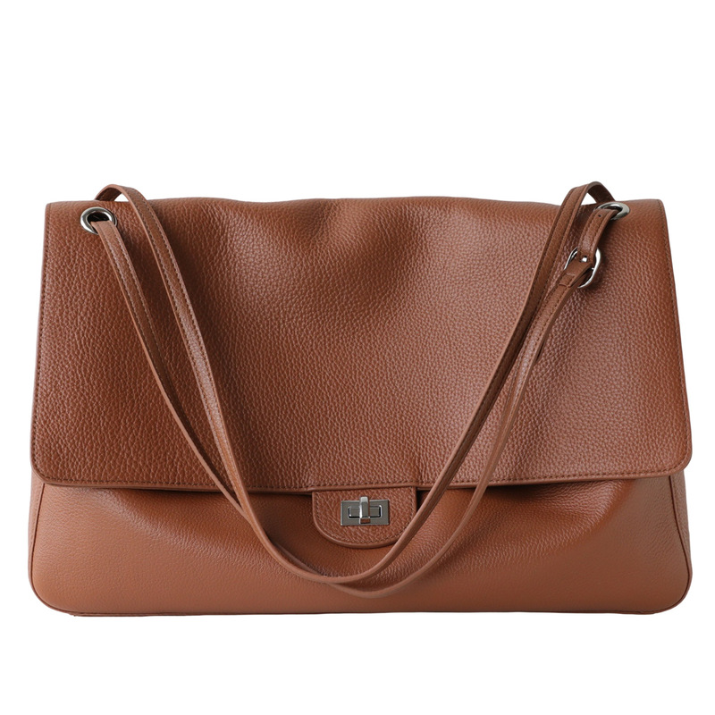 High-End Texture, Simple and Soft, Top-Grain Leather Messenger Bag, Large-Capacity Commuter Shoulder Bag, Underarm Bag, Flap Bag