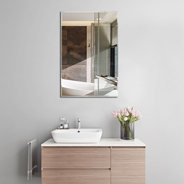 Bathroom mirror wall self-adhesive rectangular frameless makeup mirror makeup room toilet wall mirror free punch bathroom mirror