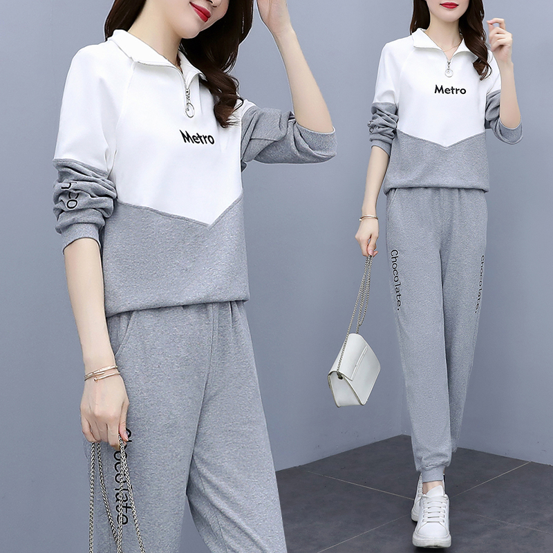 Casual sportswear suit women's 2022 new spring clothes show thin and age-reducing temperament fashion fried street sweater two-piece set