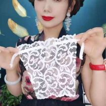 Home with your lace lace Lace Trowel Shield the V collar Bottom Anti-light black and white Nehitch a piece of wrapped brooch.