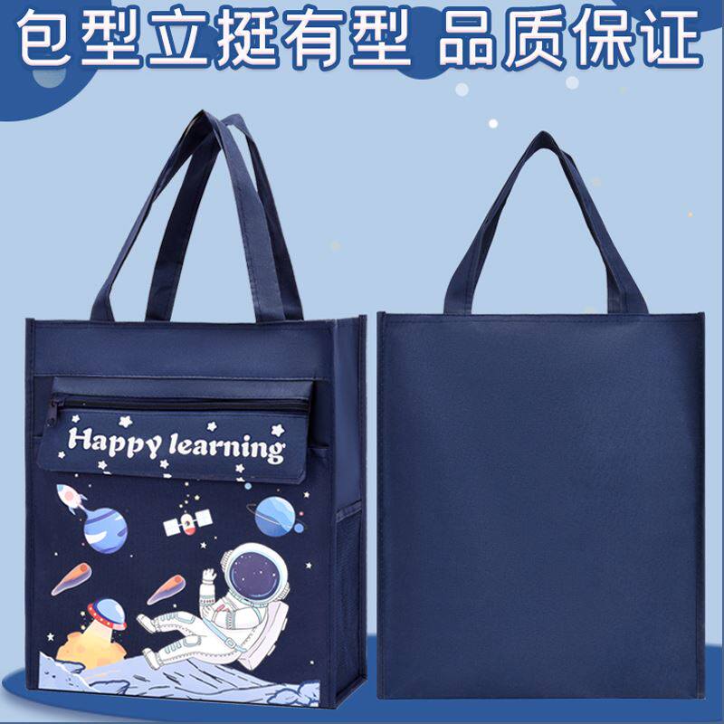 Junior High School Elementary School Student Book Bag Canvas Waterproof Hand Carrying Bag Supplementary Lesson Bag Single Shoulder Inclined Satchel Bag Large Capacity Hand Bag