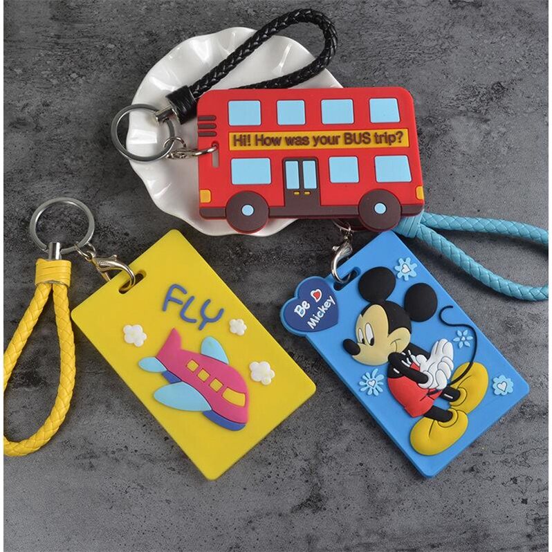 Bus cutting sleeve key button silicone Cartoon Hang Rope Student Meal Card protective jacket Documents Access control Tube Hanging Neck