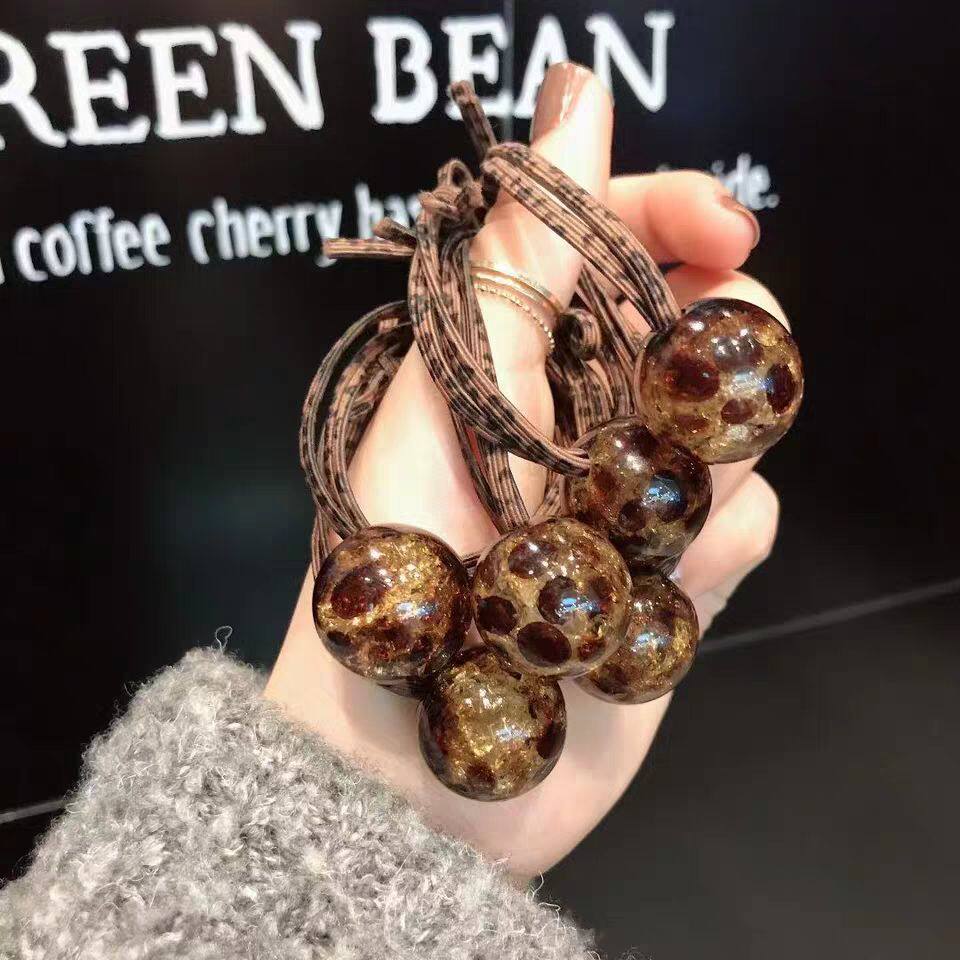 Korean ins net red ice crack BAO WEN ball hair ring fashion simple hair ring headdress high elastic leather sleeve rubber band female
