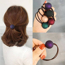 Korean version of frosted ball leather band hair tie hair rubber band Hairband hair rope head rope Frosted Big beads hair accessories